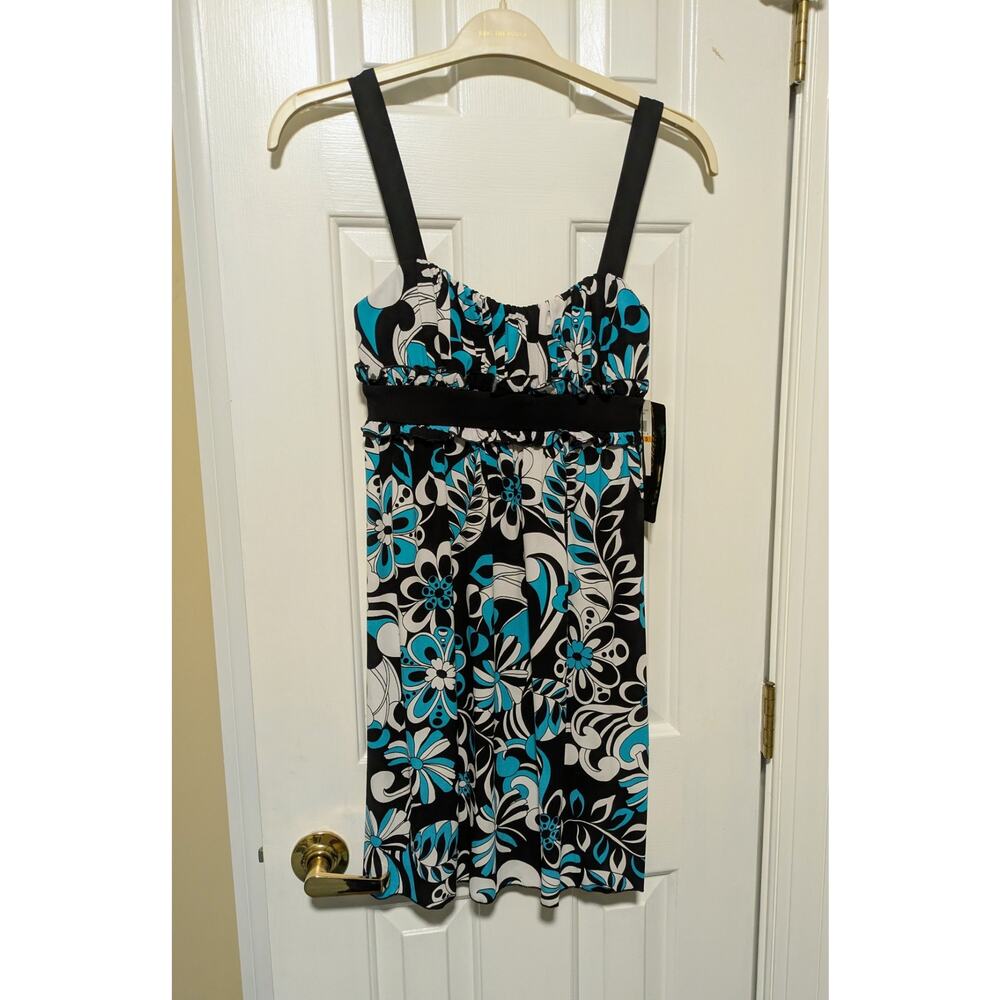 Love Tease - Y2K Turquoise Floral Print Babydoll Dress - Sz S - NWT